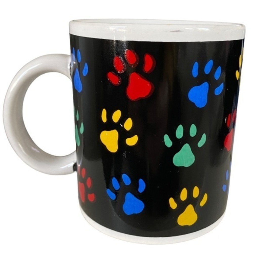 Houston Foods Colorful Paw Print Ceramic Mug HF97 Cat Dog‎ Pet Parent